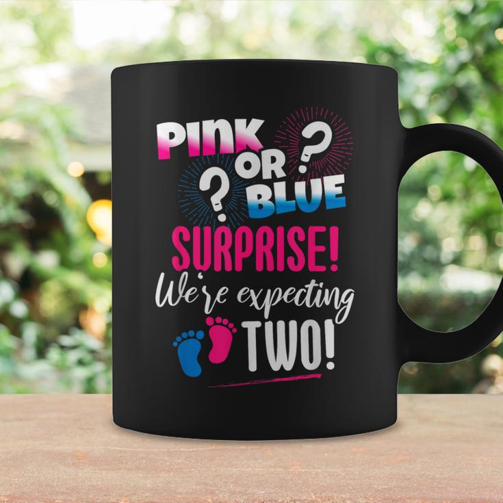 We're Expecting Two Gender Reveal Outfit Announce Twins Coffee Mug Gifts ideas