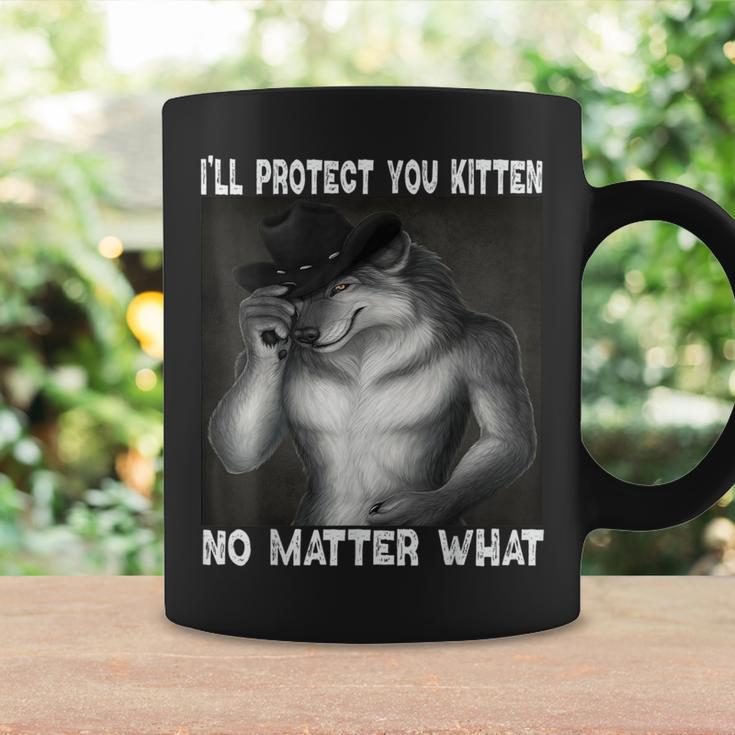 Werewolf Ripping Off Alpha Wolf Meme I'll Protect You Kitten Coffee Mug Gifts ideas