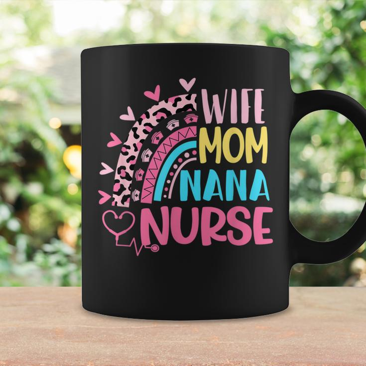 Wife Mom Nana Nurse Nurses Day Leopard Rainbow Coffee Mug Gifts ideas