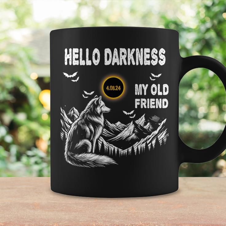 Wolf Hello Darkness My Old Friend Solar Eclipse April 8 2024 Coffee Mug Gifts ideas