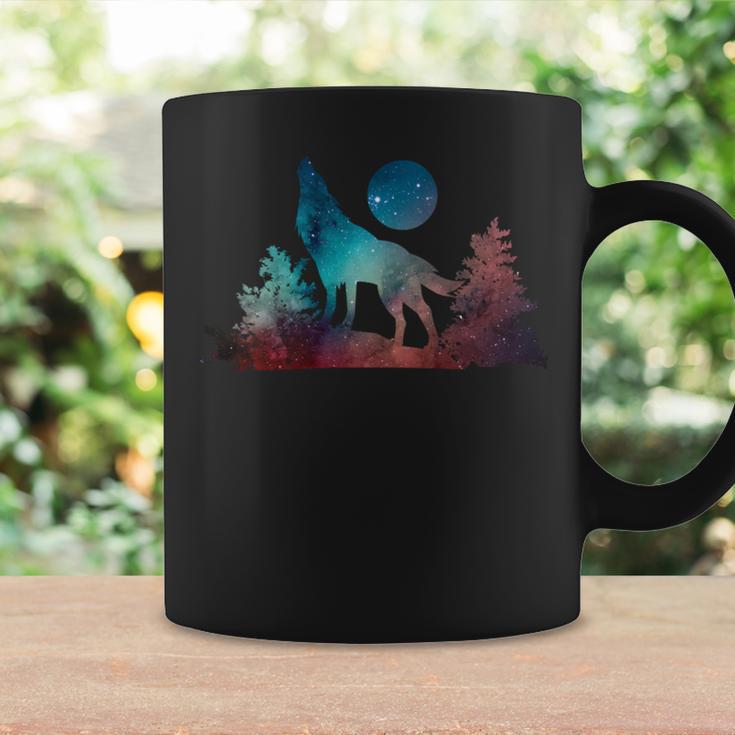 Wolf Howling Moon Love Wolves Cosmic Space Galaxy Women Coffee Mug Gifts ideas