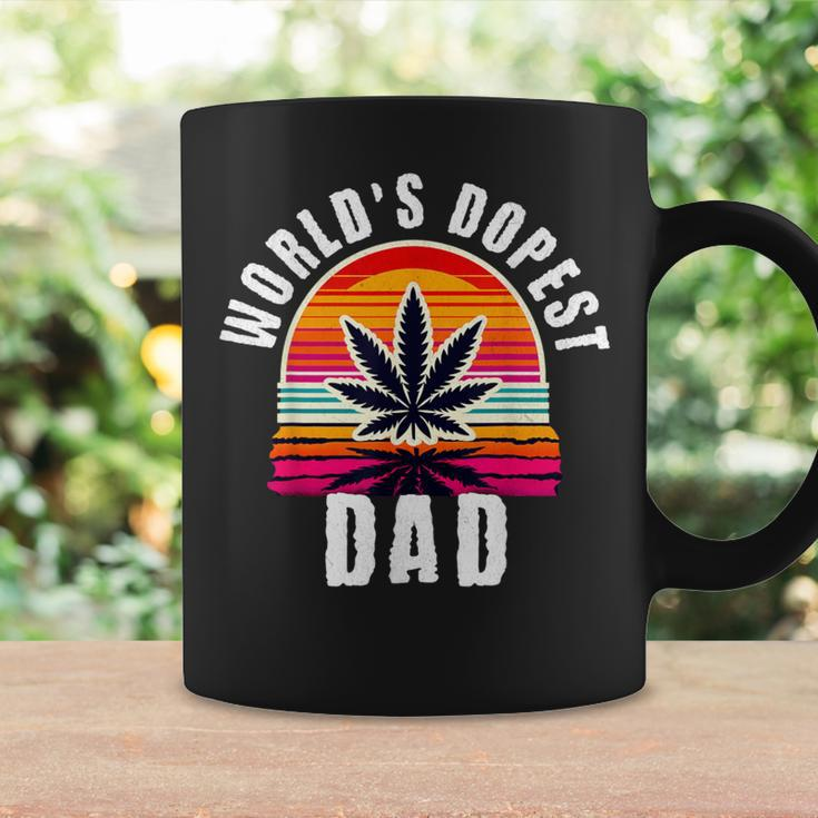 World's Dopest Dad For Father's Day Retro Sunset Weed Men Coffee Mug Gifts ideas