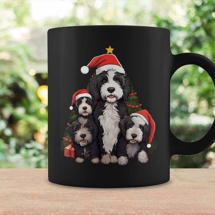 Xmas Sheepadoodle Dog Pile Up Christmas Tree Coffee Mug Gifts ideas