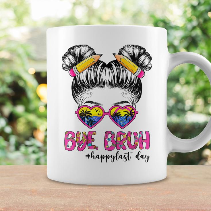 Bye Bruh Happy Lasts Day Of School Messy Bun School Out Coffee Mug Gifts ideas