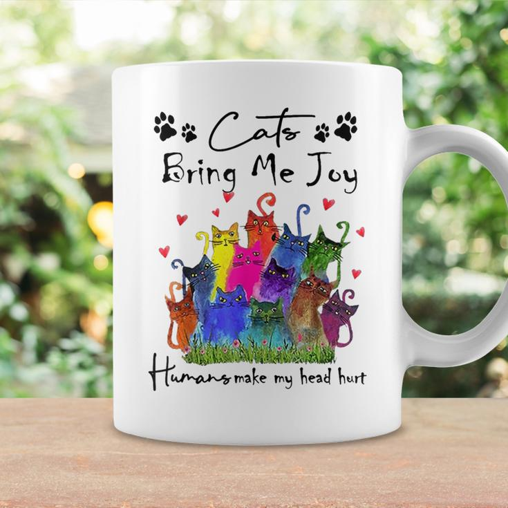 Cats Bring Me Joy Human Make My Head Hurt Cat Lovers Coffee Mug Gifts ideas