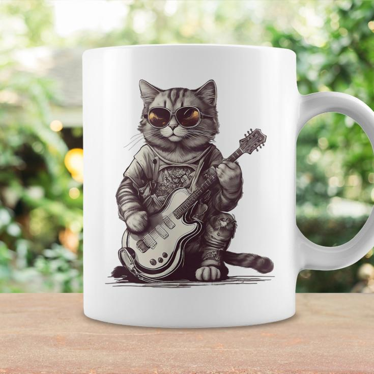 Cool Guitar Playing Cat With Glasses Band Rock Guitar Coffee Mug Gifts ideas