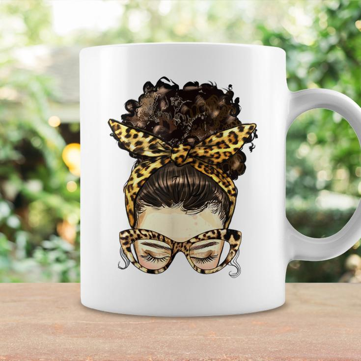 Curly Messy Bun Leopard Women Men Kid Coffee Mug Gifts ideas