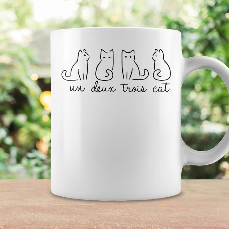 Cute Cat Lover Un Deux Trois Cat Mom Cat Dad Rescue Coffee Mug Gifts ideas