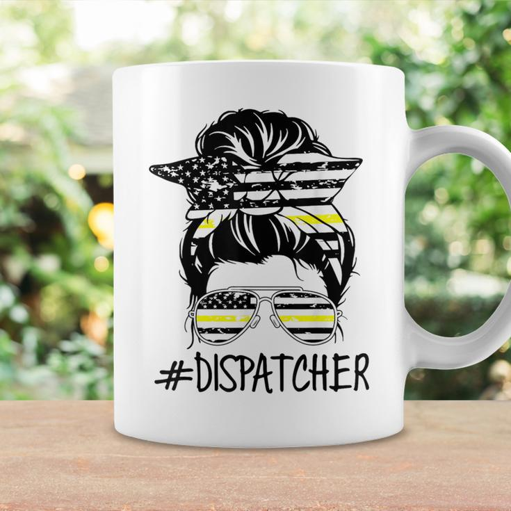 Dispatcher Life Messy Hair Bun & Bandana Colors Us Flag 911 Coffee Mug Gifts ideas