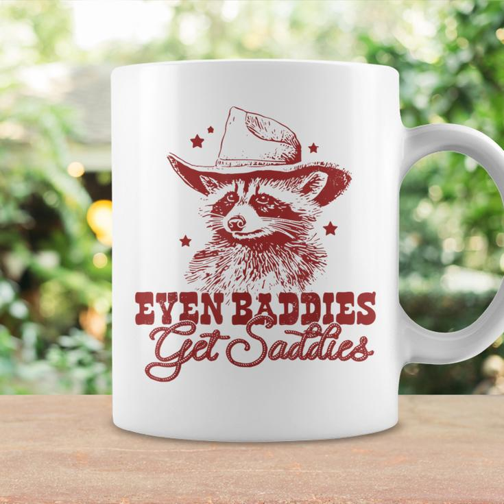 Even Baddies Get Saddies Cowboy Raccoon Meme Western Coffee Mug Gifts ideas