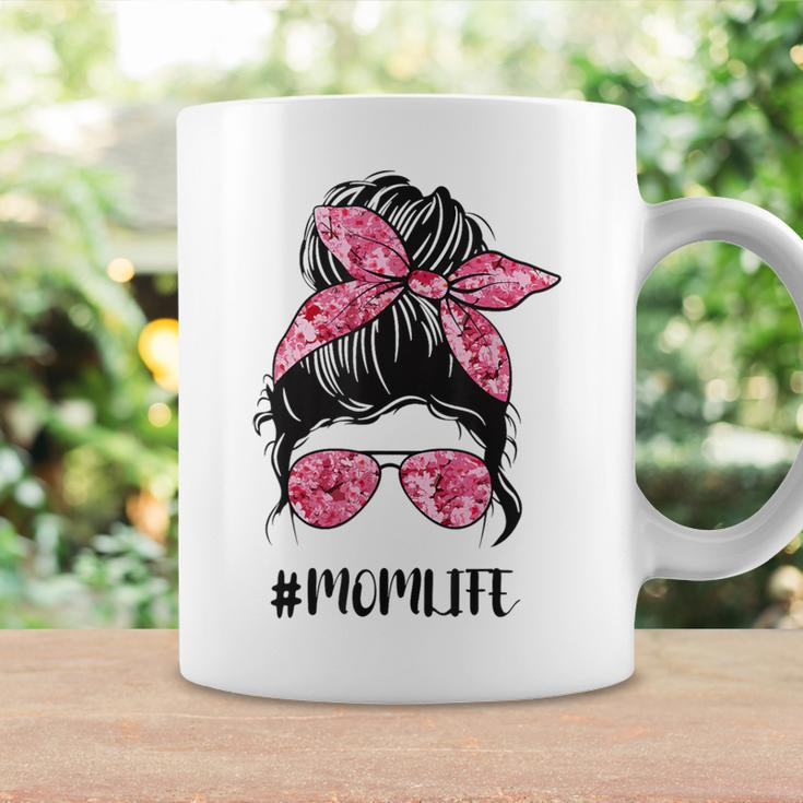 Flower Mom Life Messy Bun Hair Sunglasses Pink Mother's Day Coffee Mug Gifts ideas
