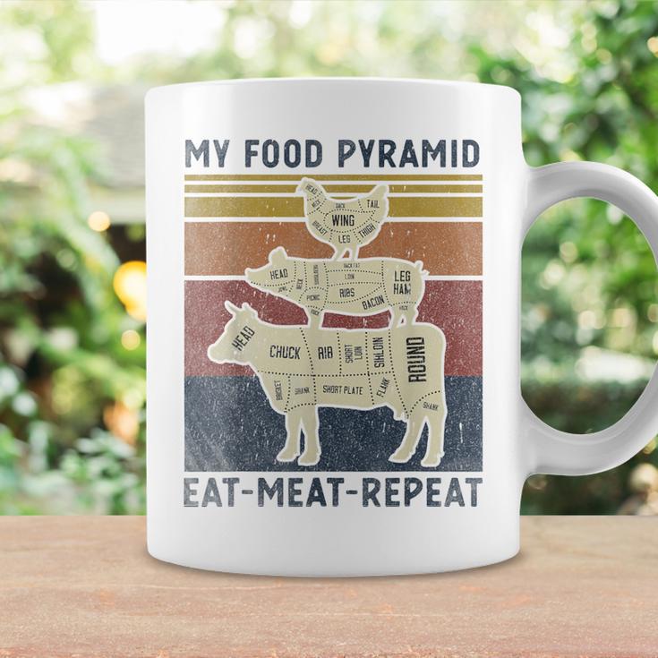 My Food Pyramid Eat Meat Repeat Retro Vintage Bbq Joke Coffee Mug Gifts ideas