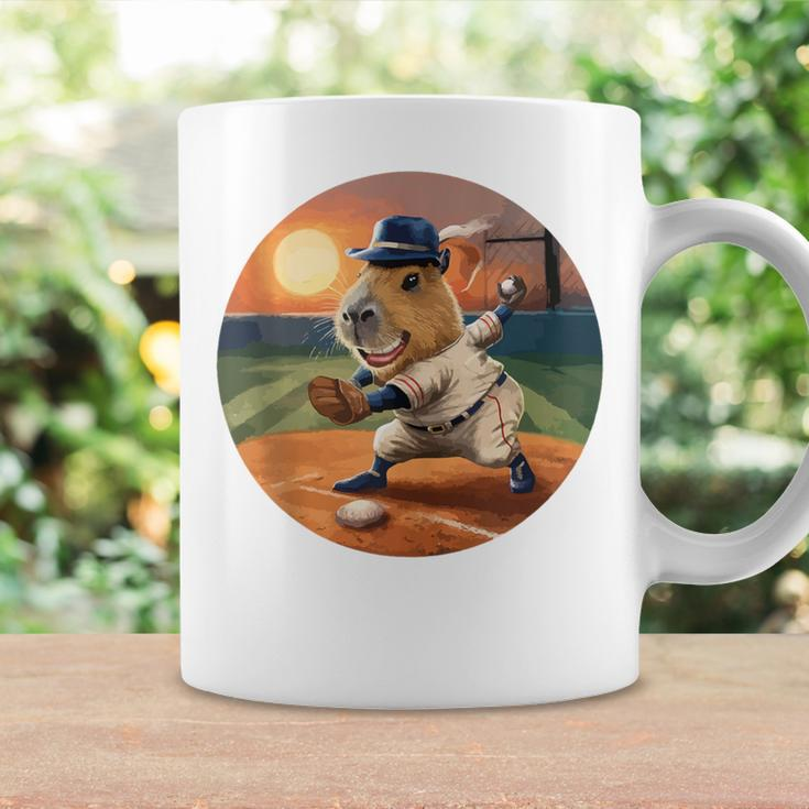 Capybara Playing Baseball Vintage Sunset Sun Capybara Coffee Mug Gifts ideas