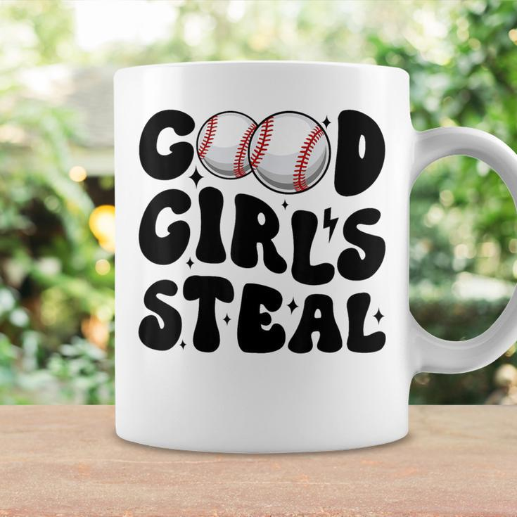 Good Girls Steal Groovy Retro Baseball Woman Girl Softball Coffee Mug Gifts ideas