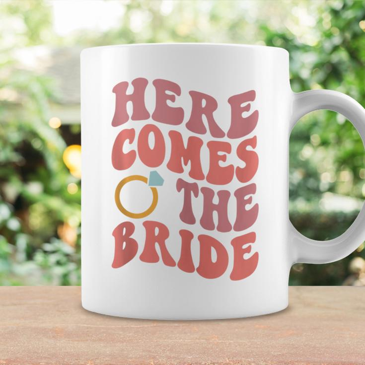 Groovy Boho Here Comes Bride Ring Engaged Mrs Bachelorette Coffee Mug Gifts ideas