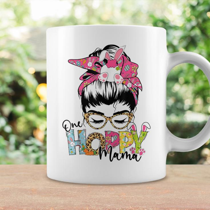 Happy Easter One Hoppy Mama Bunny Easter Messy Bun Women Coffee Mug Gifts ideas