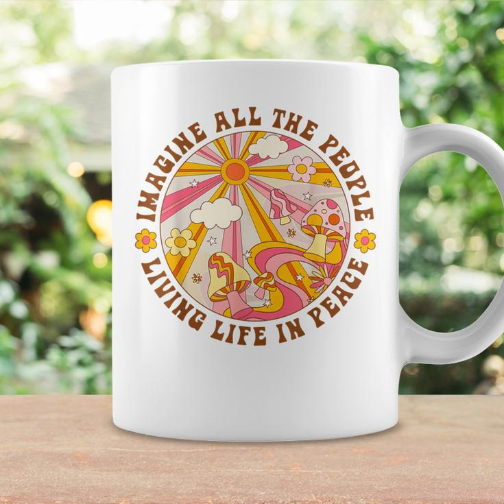 Hippie Imagine Living Life In Peace Sign Mushroom Retro 70S Coffee Mug Gifts ideas