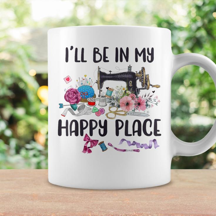 I'll Be In My Happy Place Sewing Machine Flower Quilting Coffee Mug Gifts ideas