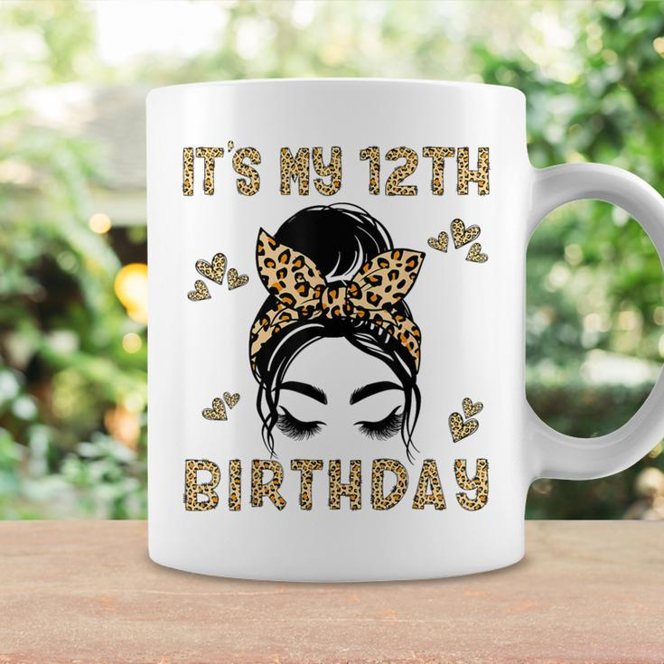 It's My 12Th Birthday Leopard Messy Bun 12 Year Old Birthday Coffee Mug Gifts ideas