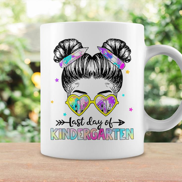 Last Day Of Kindergarten Girls Messy Bun Last Day Graduation Coffee Mug Gifts ideas