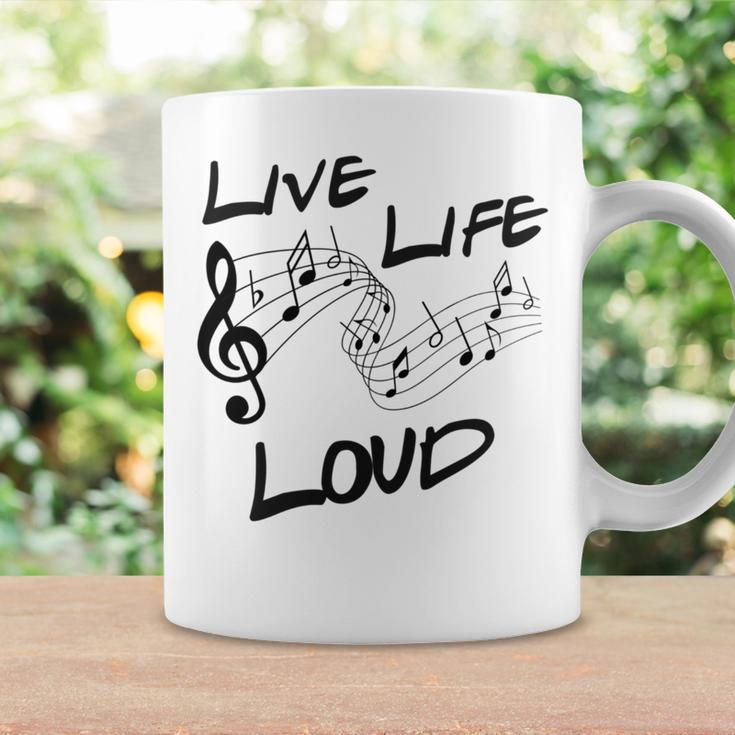 Live Life Loud Music Lover Quote Musician Saying Clef Notes Coffee Mug Gifts ideas