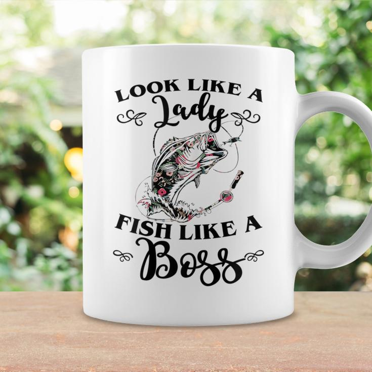 Look Like A Lady Fish Like A Boss Flower Fishing Women Coffee Mug Gifts ideas