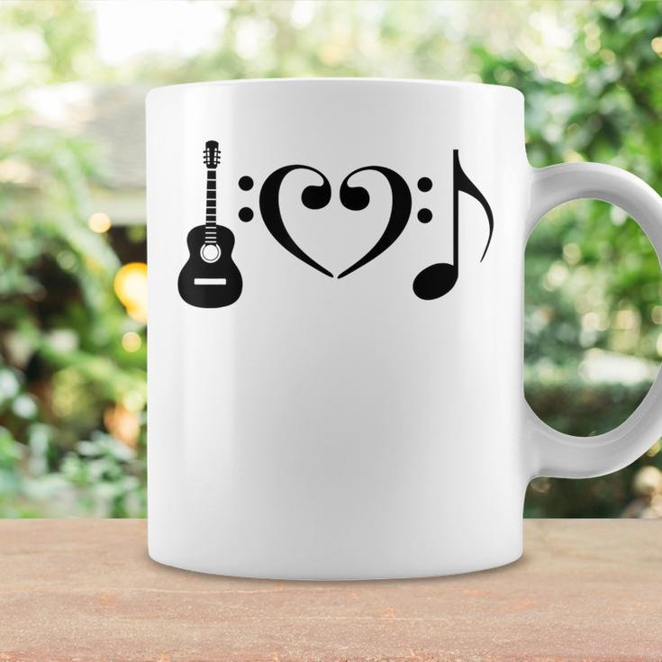 I Love Music Using Acoustic Guitar Bass Clefs Note Coffee Mug Gifts ideas