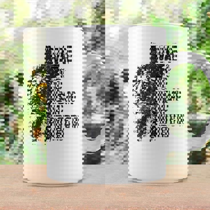 Man Of God Husband Dad Protector Hero Christian Father's Day Coffee Mug Gifts ideas
