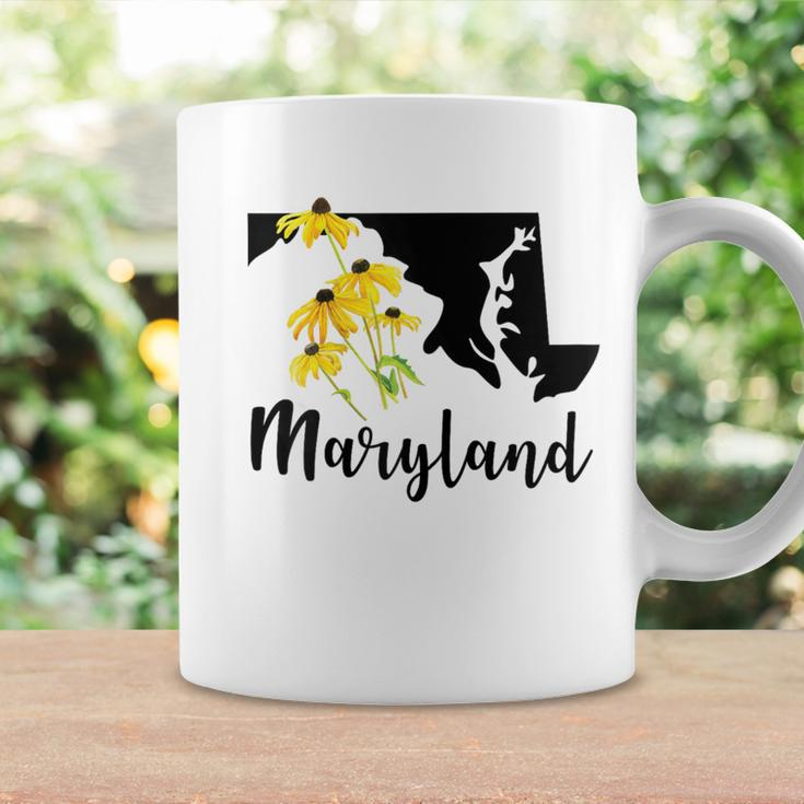 Maryland Floral Black-Eyed-Susan Handwritten State Inspired Coffee Mug Gifts ideas