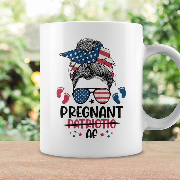 Messy Bun 4Th Of July Pregnant Patriotic Af American Flag Coffee Mug Gifts ideas