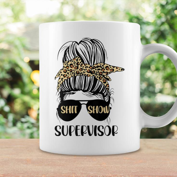 Messy Bun Shit Show Supervisor Boss Manager Mama Coffee Mug Gifts ideas