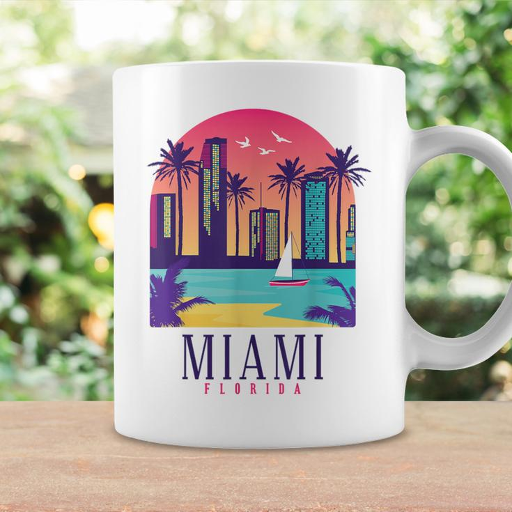 Miami Florida Vintage Retro Skyline Palm Trees Souvenir Coffee Mug Gifts ideas