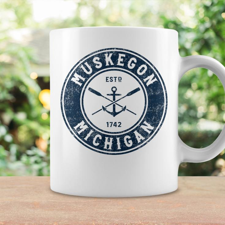 Muskegon Michigan Mi Vintage Boat Anchor & Oars Coffee Mug Gifts ideas