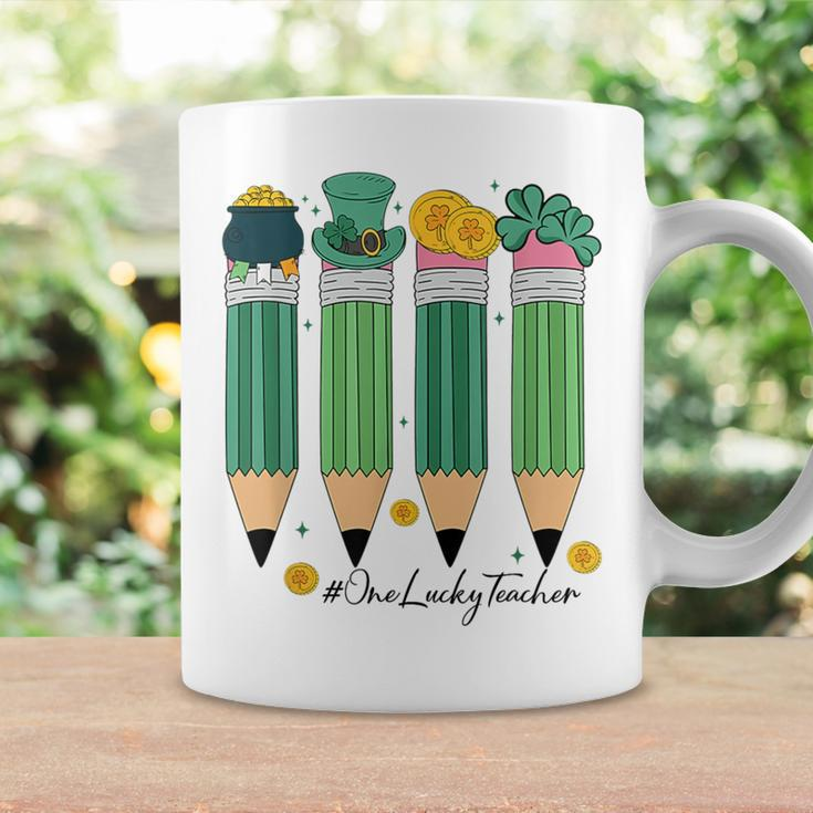 One Lucky Teacher Retro Pencils St Patrick's Day Shamrocks Coffee Mug Gifts ideas