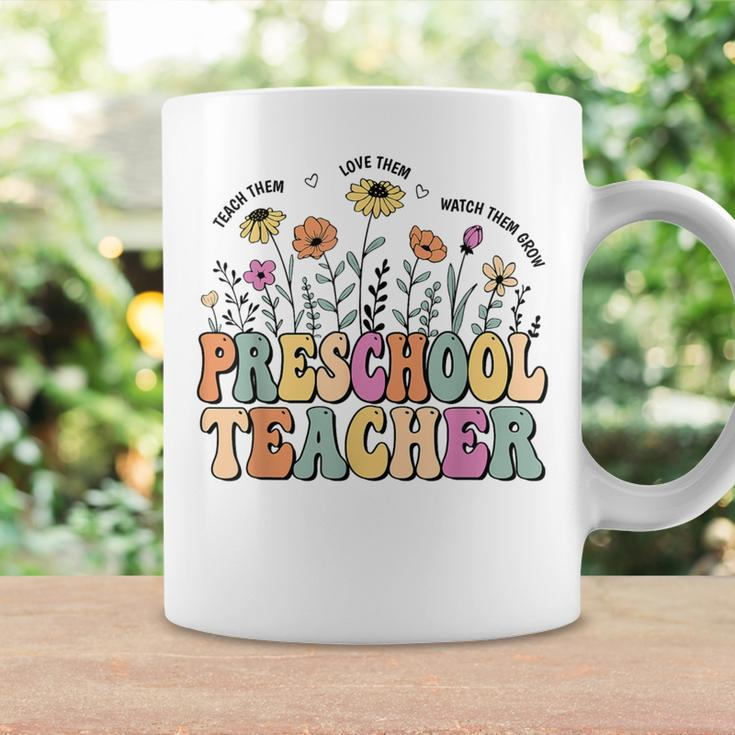 Preschool Teacher Wildflower Groovy Teacher Back To School Coffee Mug Gifts ideas