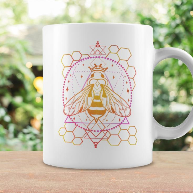 Queen Bumble Bee Geometric Rainbow Silhouette Honeycomb Coffee Mug Gifts ideas