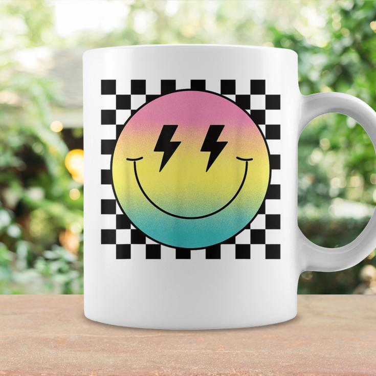 Rainbow Smile Face Cute Checkered Smiling Happy Face Coffee Mug Gifts ideas