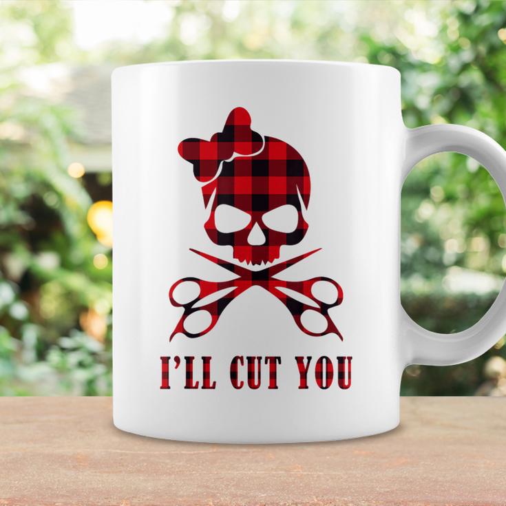 Red Plaid I'll Cut You Hair Stylist Skull Coffee Mug Gifts ideas