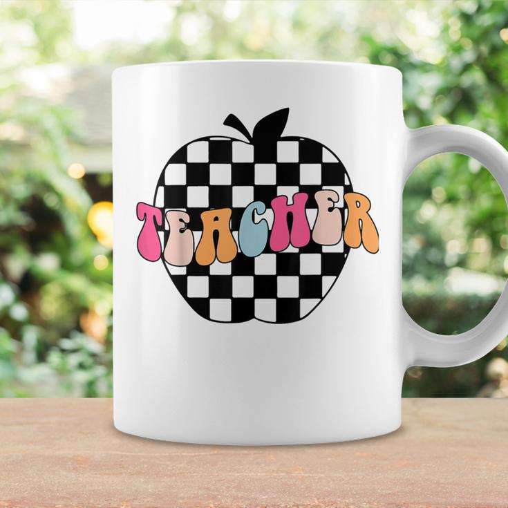 Retro Black And White Checkered Apple Teacher Coffee Mug Gifts ideas