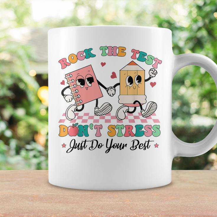 Rock The Test Dont Stress Testing Day Groovy Teacher Student Coffee Mug Gifts ideas
