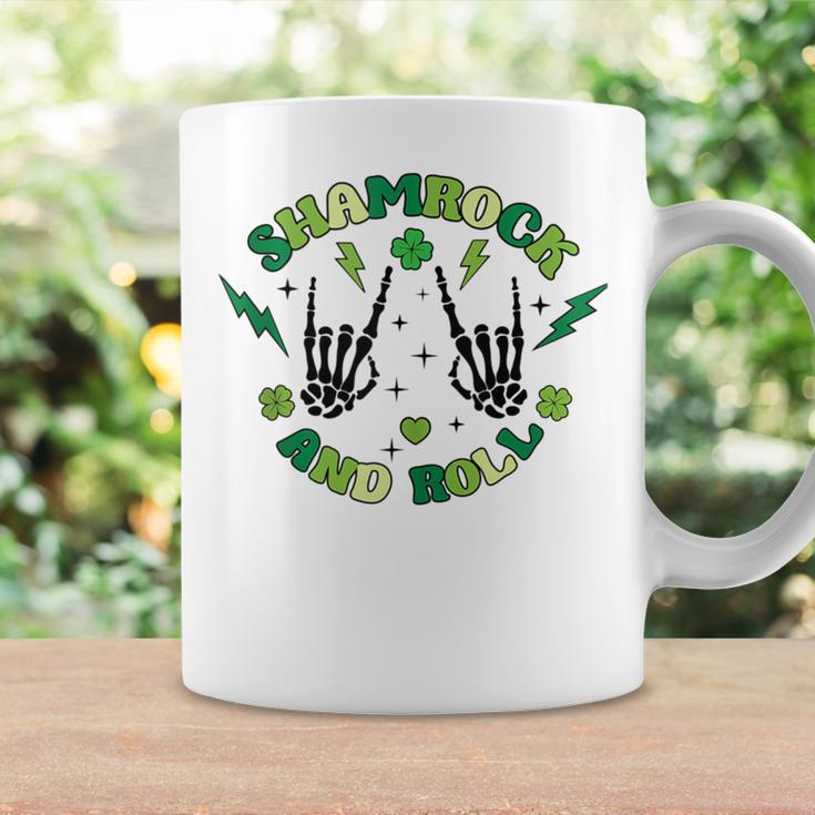 Shamrock N Roll Rock On Skeleton Hand Music Coffee Mug Gifts ideas