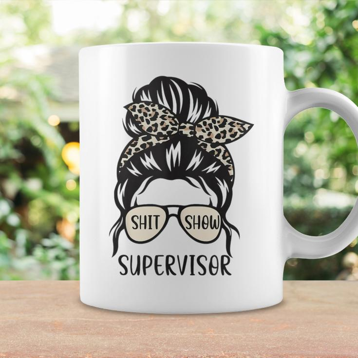 Shit Show Supervisor Messy Bun Mom Boss Manager Teacher Coffee Mug Gifts ideas