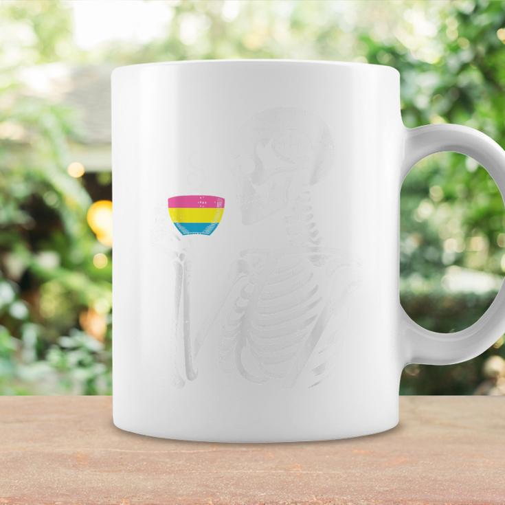 Skeleton Drinking Coffee Lgbt-Q Pansexual Pride Pan Ally Coffee Mug Gifts ideas