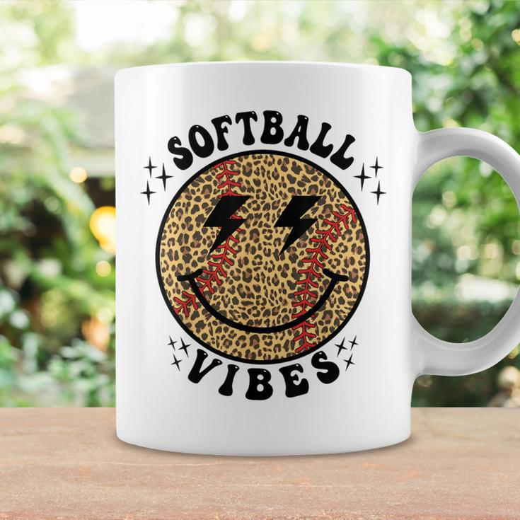 Smile Face Softball Vibes Game Day Softball Life Mom Retro Coffee Mug Gifts ideas