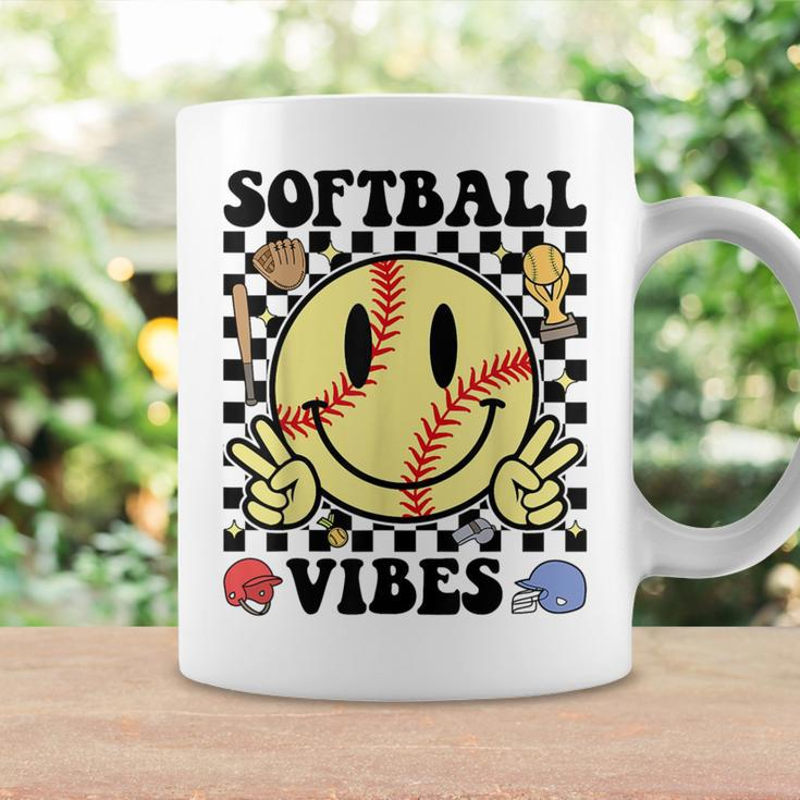 Softball Vibes Smile Face Game Day Softball Mom Coffee Mug Gifts ideas