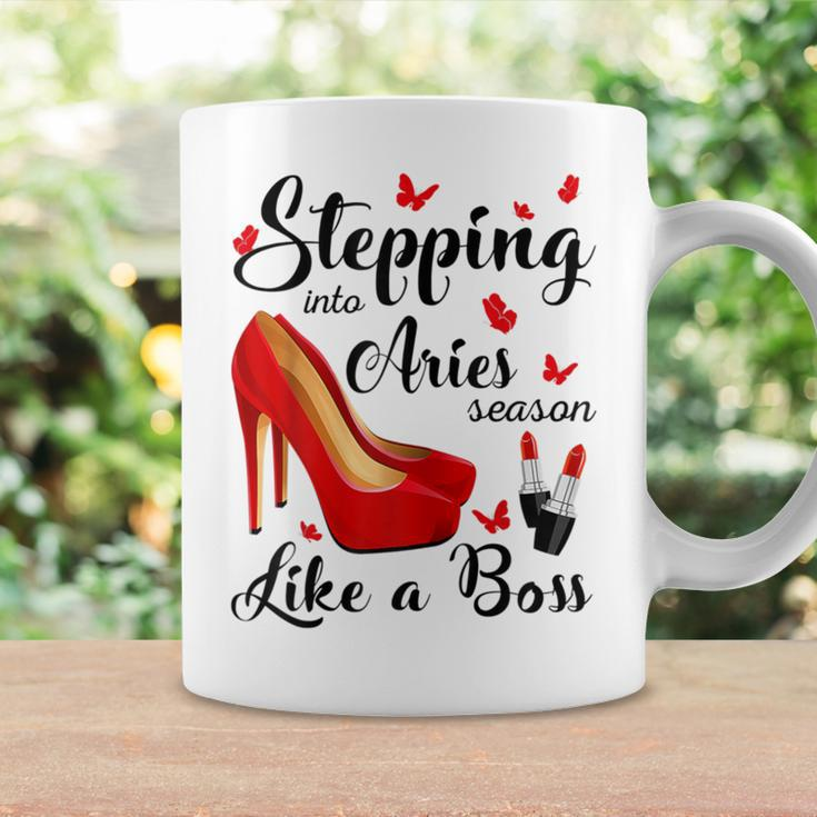 Stepping Into Aries Season Like A Boss Zodiac Birthday Coffee Mug Gifts ideas