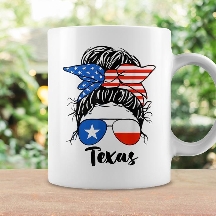 Texas State Flag Sunglasses Mom Messy Bun Hair Girl Coffee Mug Gifts ideas