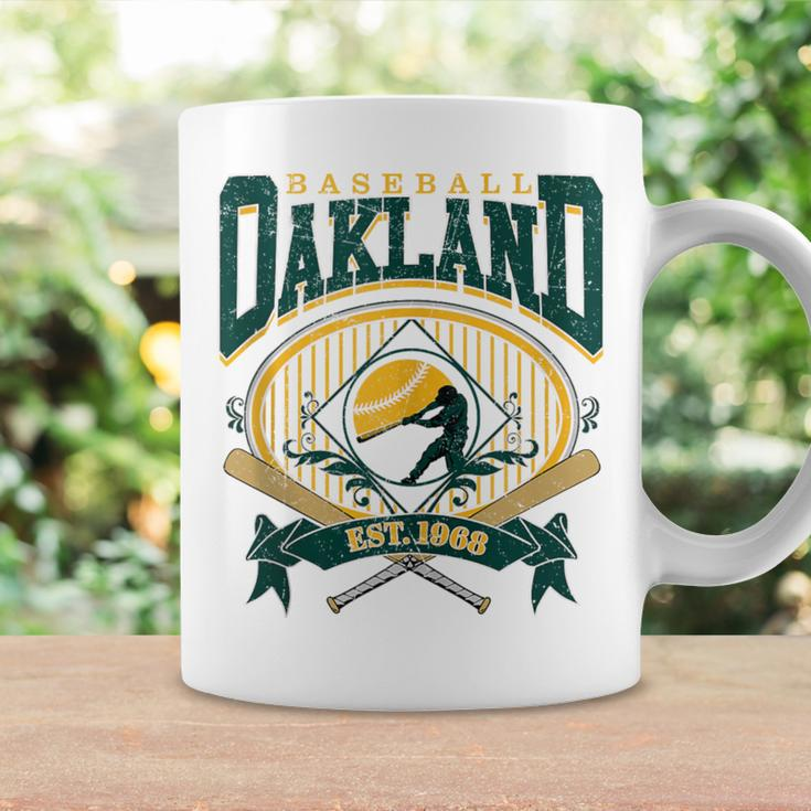 Vintage Oakland Baseball Home Plate & Bat Script Gameday Fan Coffee Mug Gifts ideas