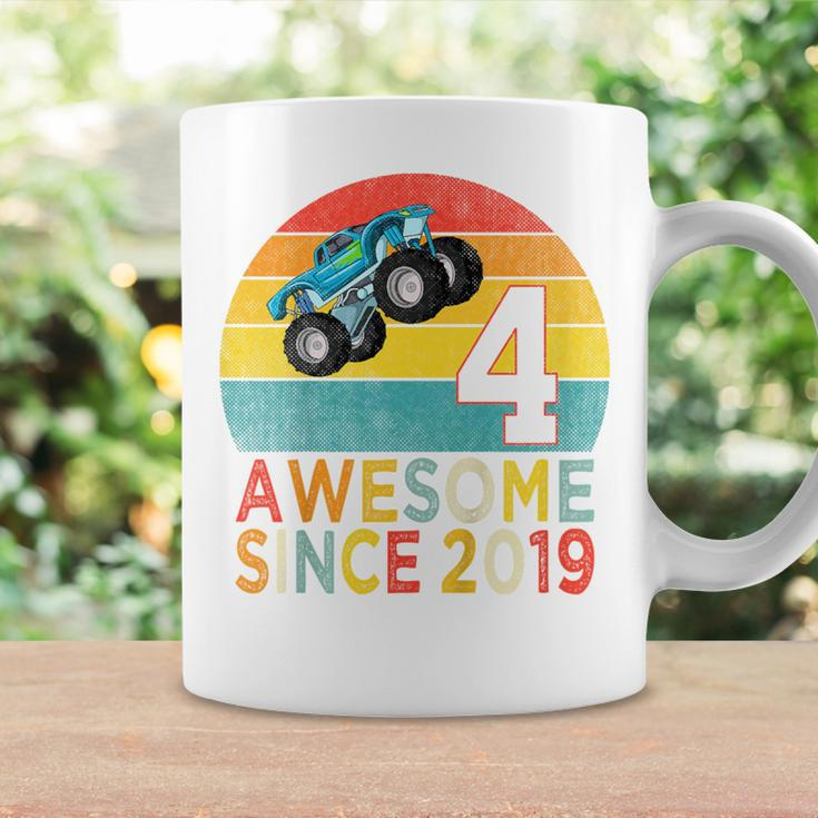 Youth 4Th Birthday Monster Truck Lover 4 Years Old Vintage Retro Coffee Mug Gifts ideas