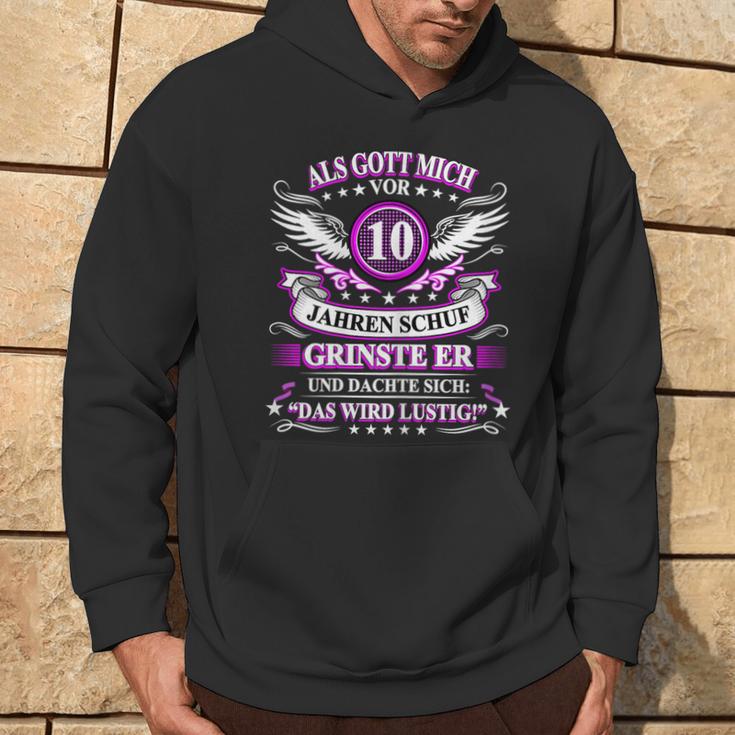 10. Geburtstag Gott Grinste Hoodie, Schwarzes Tee zum Zehnten Lebensstil